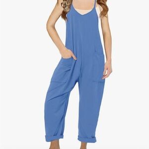 Blue cotton romper